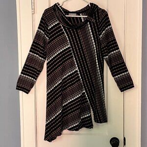 Habitat clothes to live in 3/4 sleeve asymmetric cowl neck tunic blouse medium